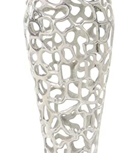 Deco 79 Aluminum Coral Vase, 10" x 10" x 25", Silver