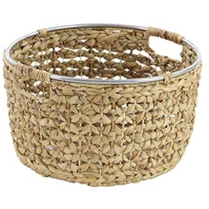 Deco 79 Seagrass Handmade Storage Basket with Metal Handles, Set of 3 15", 17", 19"W, Light Brown