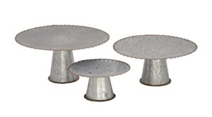 deco 79 metal galvanized cake stand, set of 3 9", 13", 15"w, gray
