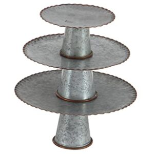 Deco 79 Metal Galvanized Cake Stand, Set of 3 9", 13", 15"W, Gray