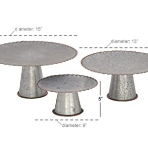 Deco 79 Metal Galvanized Cake Stand, Set of 3 9", 13", 15"W, Gray