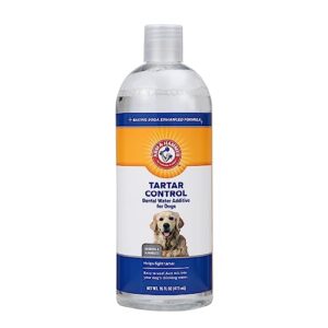 arm & hammer for pets dental water additive for dogs, tartar control | dog dental care reduces plaque & tartar buildup without brushing | 16 fl oz (pack of 1), odorless and flavorless