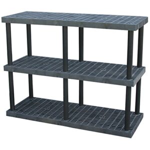 vestil pbss-6624-3 plastic bulk shelf and storage, 66" x 24" 3 shelf, black