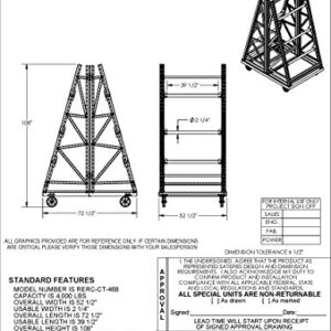 Vestil RERC-CT-468 Portable Two Sided Reel Rack, 53" x 73" x 108", Silver Frame/Orange Bracket