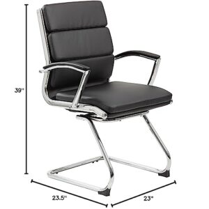 Boss Office Products Executive Mid Back CaressoftPlus Chair with Metal Chrome Finish in Black