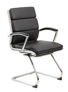 boss office products executive mid back caressoftplus chair with metal chrome finish in black