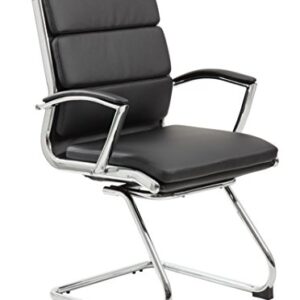 Boss Office Products Executive Mid Back CaressoftPlus Chair with Metal Chrome Finish in Black