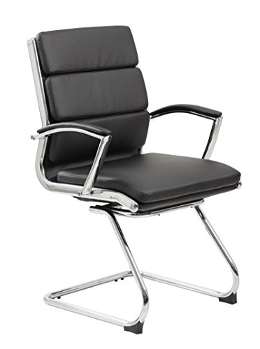 Boss Office Products Executive Mid Back CaressoftPlus Chair with Metal Chrome Finish in Black