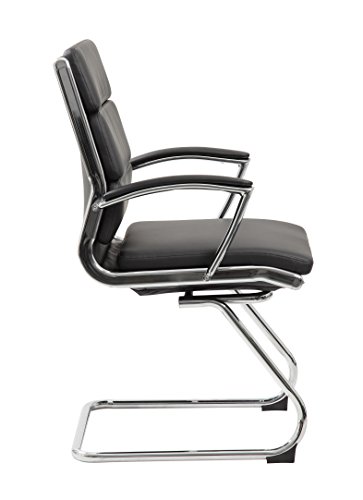 Boss Office Products Executive Mid Back CaressoftPlus Chair with Metal Chrome Finish in Black