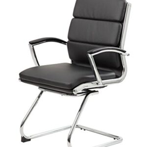 Boss Office Products Executive Mid Back CaressoftPlus Chair with Metal Chrome Finish in Black