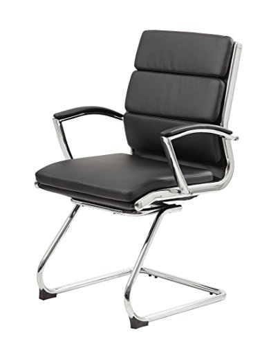 Boss Office Products Executive Mid Back CaressoftPlus Chair with Metal Chrome Finish in Black