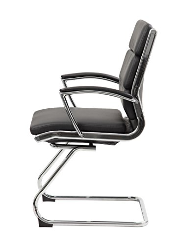 Boss Office Products Executive Mid Back CaressoftPlus Chair with Metal Chrome Finish in Black