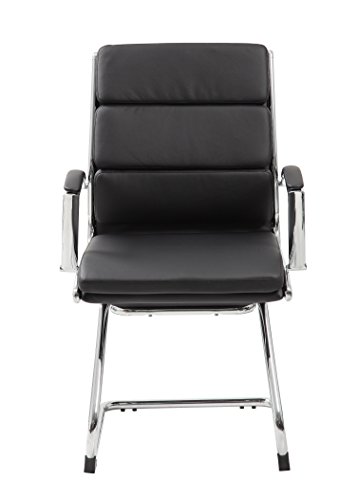 Boss Office Products Executive Mid Back CaressoftPlus Chair with Metal Chrome Finish in Black