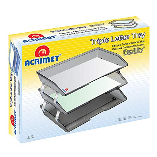 Acrimet Facility 3 Tier Letter Tray Side Load Plastic Desktop File Organizer (White Color)