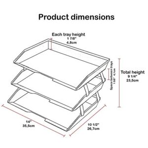 Acrimet Facility 3 Tier Letter Tray Side Load Plastic Desktop File Organizer (White Color)