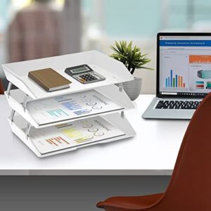 Acrimet Facility 3 Tier Letter Tray Side Load Plastic Desktop File Organizer (White Color)