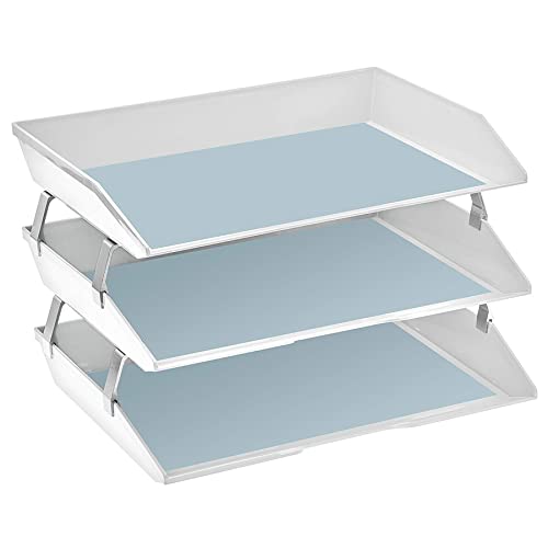 Acrimet Facility 3 Tier Letter Tray Side Load Plastic Desktop File Organizer (White Color)