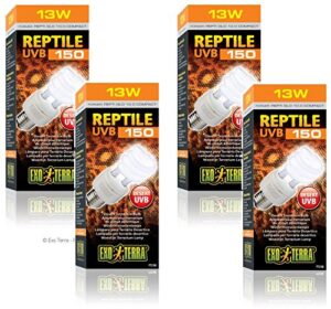 (4 pack) exo terra repti-glo 10.0 compact fluorescent desert terrarium lamps, 13 watt