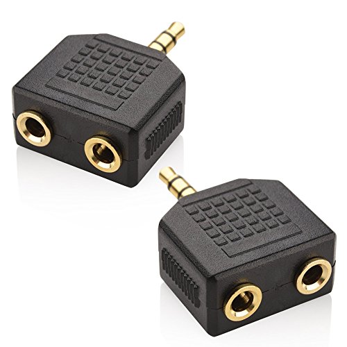 Mobi Lock 3.5mm Headphone Y Splitter (Pack of 2)| 1 Male to 2 Female Audio Jacks | Allows Two People to Listen to 1 Sound Source | Ideal for All Media Players & Other Audio Devices with 3.5 mm Port