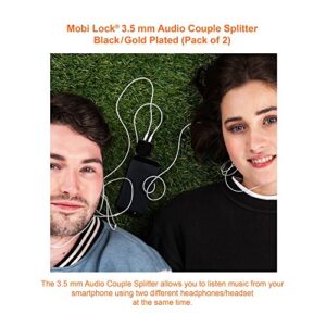 Mobi Lock 3.5mm Headphone Y Splitter (Pack of 2)| 1 Male to 2 Female Audio Jacks | Allows Two People to Listen to 1 Sound Source | Ideal for All Media Players & Other Audio Devices with 3.5 mm Port