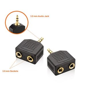 Mobi Lock 3.5mm Headphone Y Splitter (Pack of 2)| 1 Male to 2 Female Audio Jacks | Allows Two People to Listen to 1 Sound Source | Ideal for All Media Players & Other Audio Devices with 3.5 mm Port