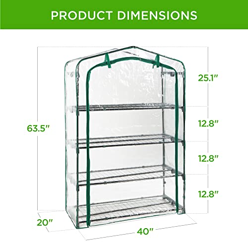 Best Choice Products 40in Wide 4-Tier Mini Greenhouse, Portable Indoor Outdoor Arboretum for Patio, Backyard, Nursery, Home Growing w/ Steel Shelves, Plastic Cover, Roll-Up Zipper Door