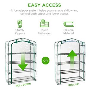 Best Choice Products 40in Wide 4-Tier Mini Greenhouse, Portable Indoor Outdoor Arboretum for Patio, Backyard, Nursery, Home Growing w/ Steel Shelves, Plastic Cover, Roll-Up Zipper Door