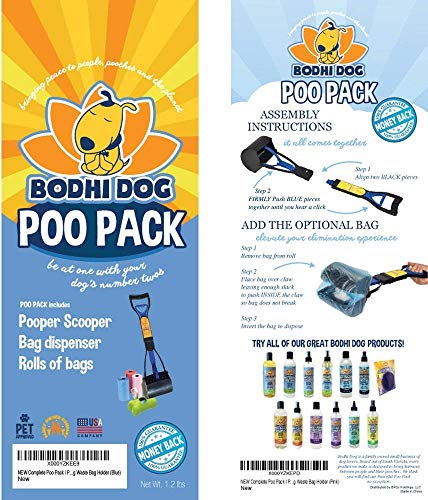 Bodhi Dog Complete Poo Pack | 24" Pooper Scooper, Poop Bags, and Pet Dog Waste Bag Holder | Perfect for Small, Medium, Large, XL Pets - Great for Grass and Gravel