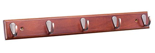 BIRDROCK HOME Modern 5 Hook Coat Rack - Walnut Finish - Bronze Hooks -