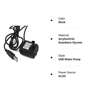 Driew USB Water Pump, Water Pump for Fountains Water Fountain Pump Submersible Water Pump 3W DC 3.5-9V 200L/H