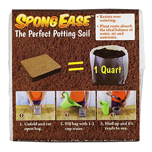 SpongEase Potting Soil 1QT Compressed Coconut Coir for seedlings, cuttings, Vegetables, Berries, Roses. Supplies Oxygen, Water and Your Added Fertilizer for Healthy Plants - Made from Coconut husks