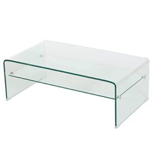 christopher knight home salim 12mm tempered glass coffee table, clear, 39.5 in x 21.7 in x 14 in
