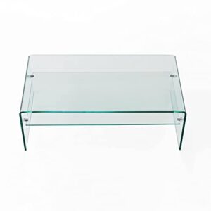 Christopher Knight Home Salim 12mm Tempered Glass Coffee Table, Clear, 39.5 in x 21.7 in x 14 in