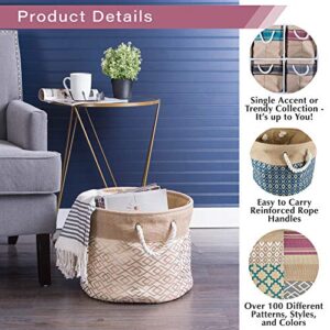 DII Collapsible Burlap Ikat Storage Bin, Large Rectangle, 17.5x12x15, Brown