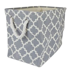 dii polyester container with handles, lattice storage bin, large, gray