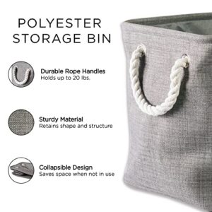 DII Polyester Container with Handles, Lattice Storage Bin, Large, Gray