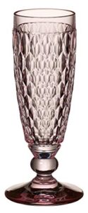 villeroy & boch boston coloured champagne glass rose with a faceted pattern, robust crystal glass, pink, 16 cm