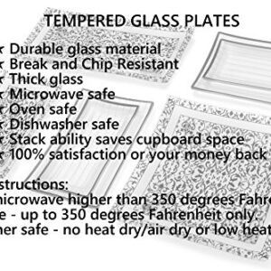 GAC Great American Classics Florentine Designed Charcoal Tempered Glass Rectangular Serving Tray on Glass Ball Legs Break and Chip Resistant – Oven Proof – Microwave Safe Decorative Platter