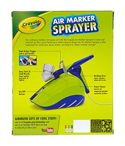 Crayola Air Marker Sprayer Airbrush Kit, Gift for Kids Age 8, 9, 10