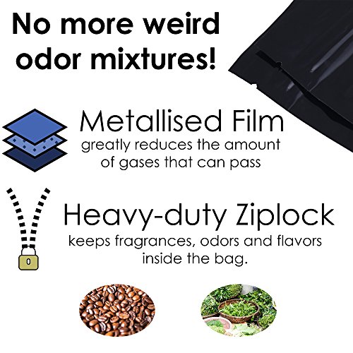 QQ Studio Pack of 100 Smell Proof Food Safe Flat Metallic Foil Flat Zip Top Lock Sample Food Storage Bags Pouch 8.5x13cm (3.3x5.1) (Matte Blue)