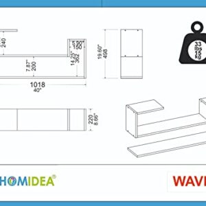 HOMIDEA Wave Wall Shelf - Book Shelf - Floating Shelf for Living Room Decoration in Modern Design (White)
