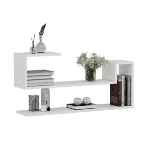 homidea wave wall shelf - book shelf - floating shelf for living room decoration in modern design (white)