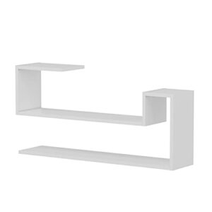 HOMIDEA Wave Wall Shelf - Book Shelf - Floating Shelf for Living Room Decoration in Modern Design (White)