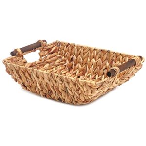 trademark innovations 15" hyacinth & wood handled basket