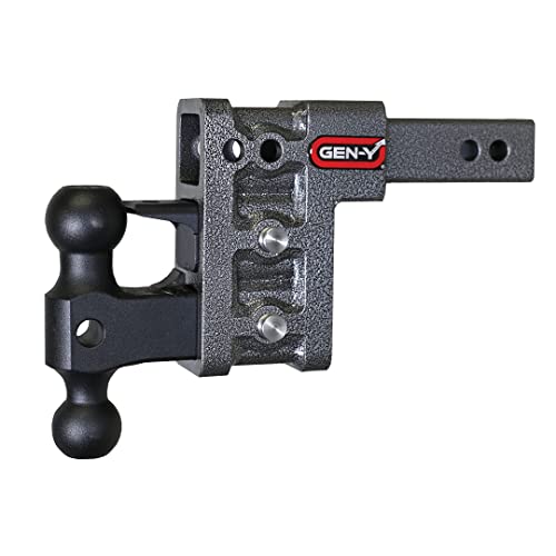 GEN-Y GH-523 MEGA-Duty Adjustable 5" Drop Hitch with GH-051 Dual-Ball, GH-032 Pintle Lock for 2" Receiver - 16,000 LB Towing Capacity - 2,000 LB Tongue Weight