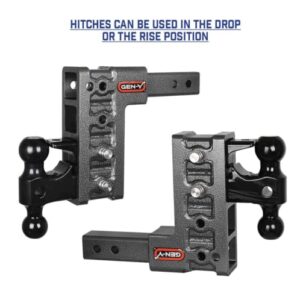 GEN-Y GH-523 MEGA-Duty Adjustable 5" Drop Hitch with GH-051 Dual-Ball, GH-032 Pintle Lock for 2" Receiver - 16,000 LB Towing Capacity - 2,000 LB Tongue Weight