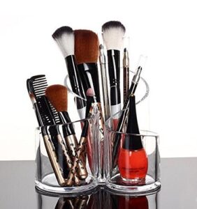 putwo acrylic makeup brush holder desk organizer cosmetics organizer lipstick organizer, round, 370 gram