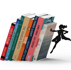 artori design book ends to hold books heavy duty - hidden metal bookends for shelves desk or countertop - bookend book holder for home decorative - gift for book end lovers and home décor (supergal)