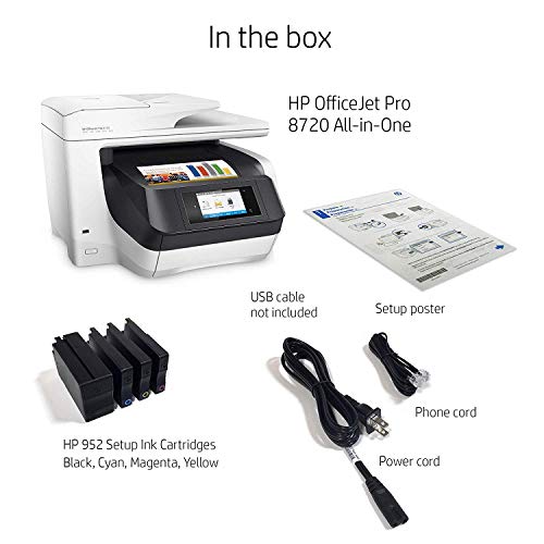 HP OfficeJet Pro 8720 All-in-One Wireless Color Printer, HP Instant Ink or Amazon Dash replenishment ready - White (M9L75A)