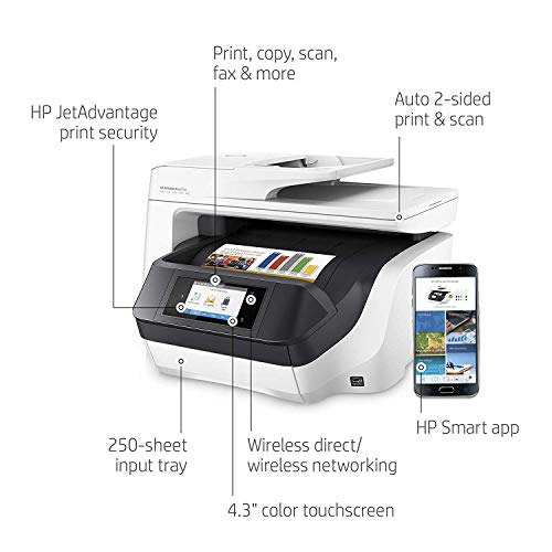 HP OfficeJet Pro 8720 All-in-One Wireless Color Printer, HP Instant Ink or Amazon Dash replenishment ready - White (M9L75A)